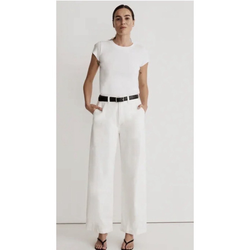Madewell The Harlow Wide-Leg Pleated Baggy Jean in Tile White Womens 32 NEW